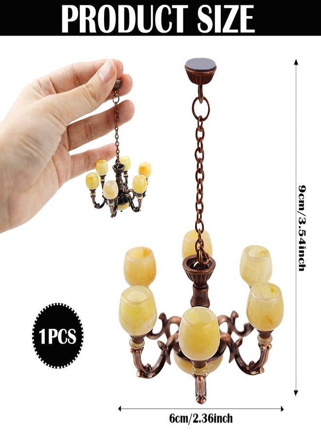 YOLUFER 1:12 Dollhouse Ceiling Lamp Model, Miniature Chandelier Lamp, Mini Ceiling Lamp for Dollhouse (Red Bronze) - Image 2